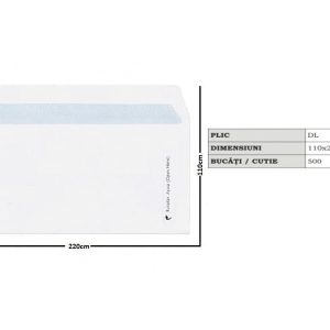 Plic DL Alb Siliconic 50 buc/set (110 x 220 mm)