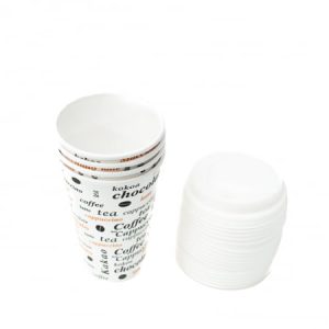 Pahare Carton cu Capac 335ml, 12oz, 100buc/set